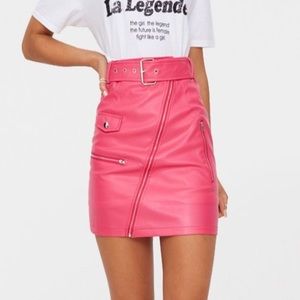 Hot pink PLT leather skirt